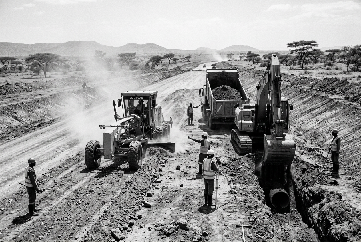 Road construction project in West Africa